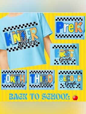 🚌 Light Blue Kids' Short  Sleeve Back-to-School Graphic Tee 🚌
